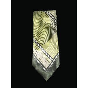 Green Geometric Patterned Silk Tie For Men T01 K